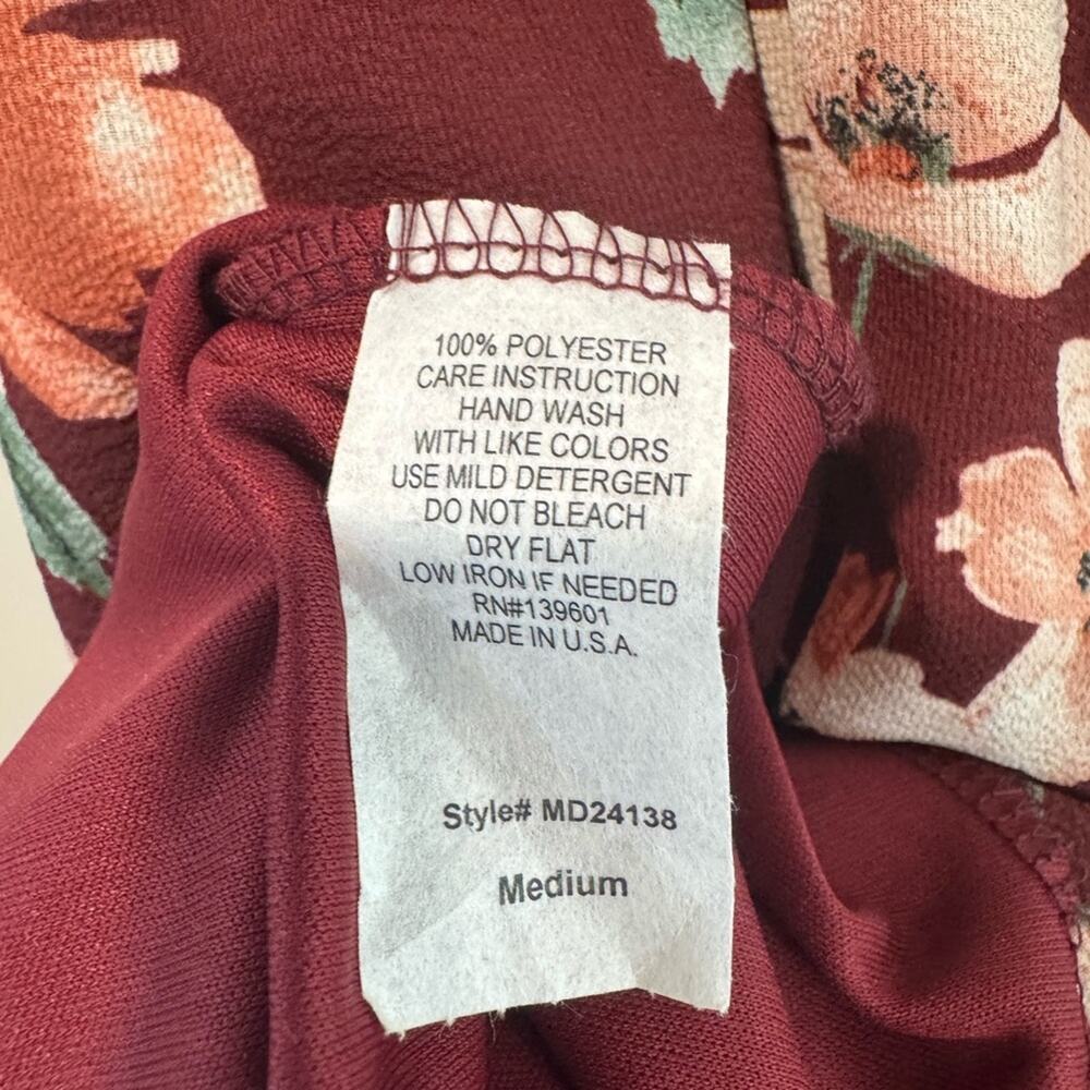 Stevie Hender Burgundy Floral High/Low Maxi Dress | Size M - Picture 6 of 12
